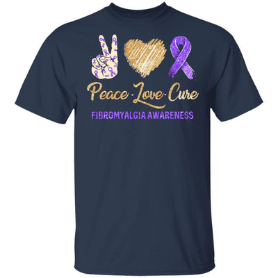 Peace Love Cure Fibromyalgia Awareness-T-Shirt & Hoodie-Classic T-Shirt-Navy