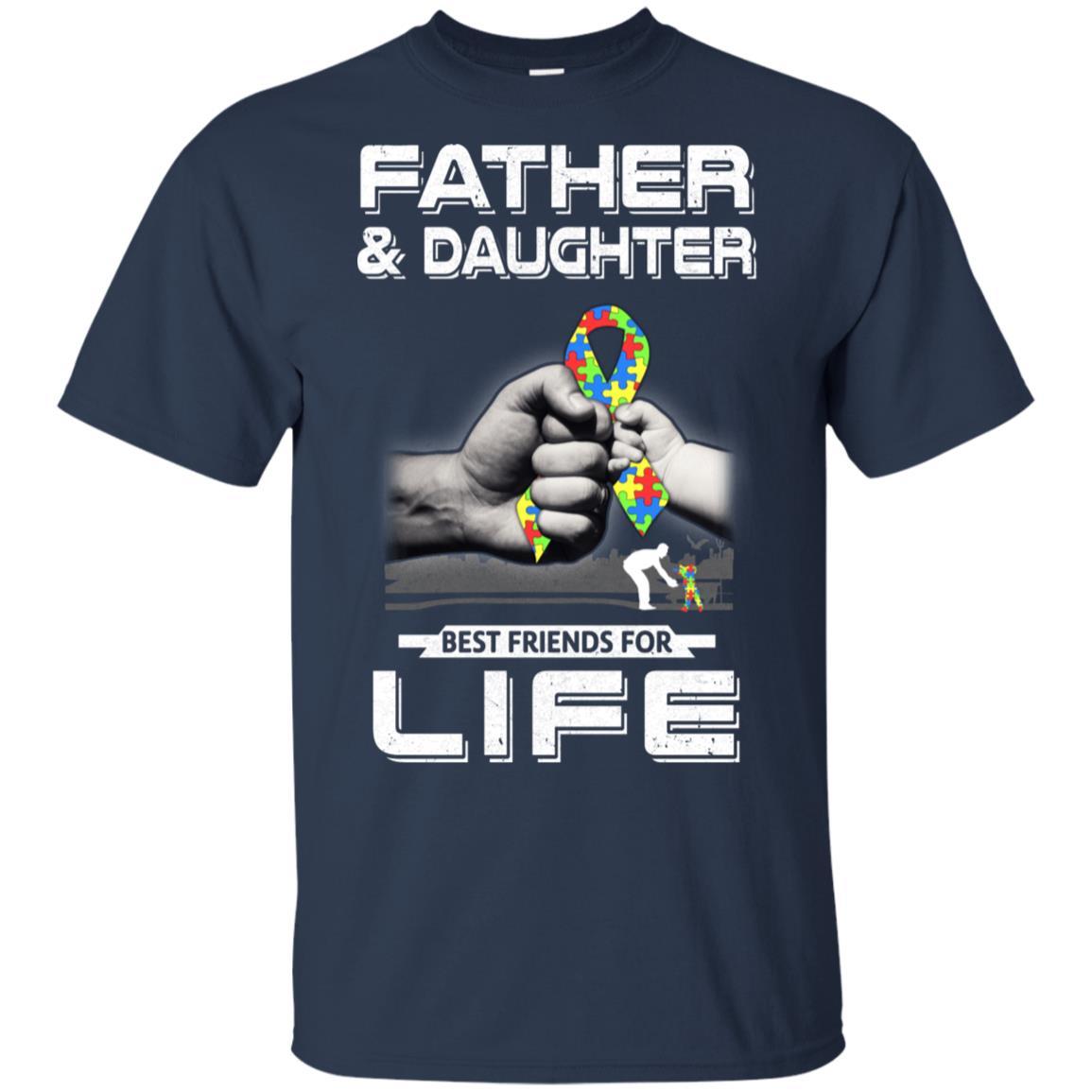 Autism Awareness Father And Daughter Best Friends For Life-T-Shirt & Hoodie-Classic T-Shirt-Navy
