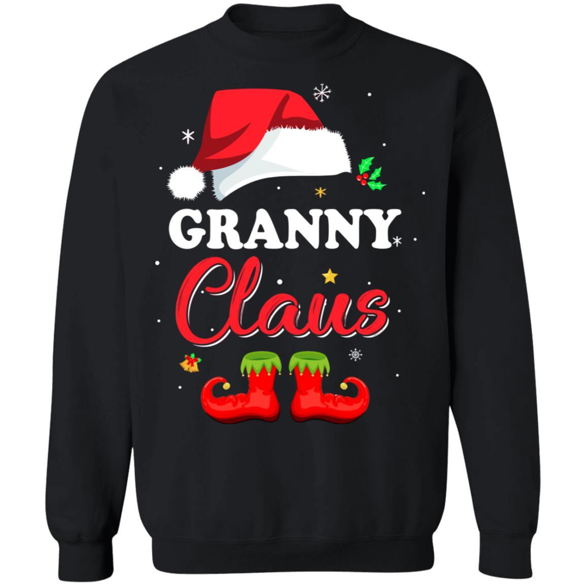 Santa Granny Claus Matching Family Pajamas Christmas Gifts-T-Shirt & Sweatshirt-Crewneck Sweatshirt-Black