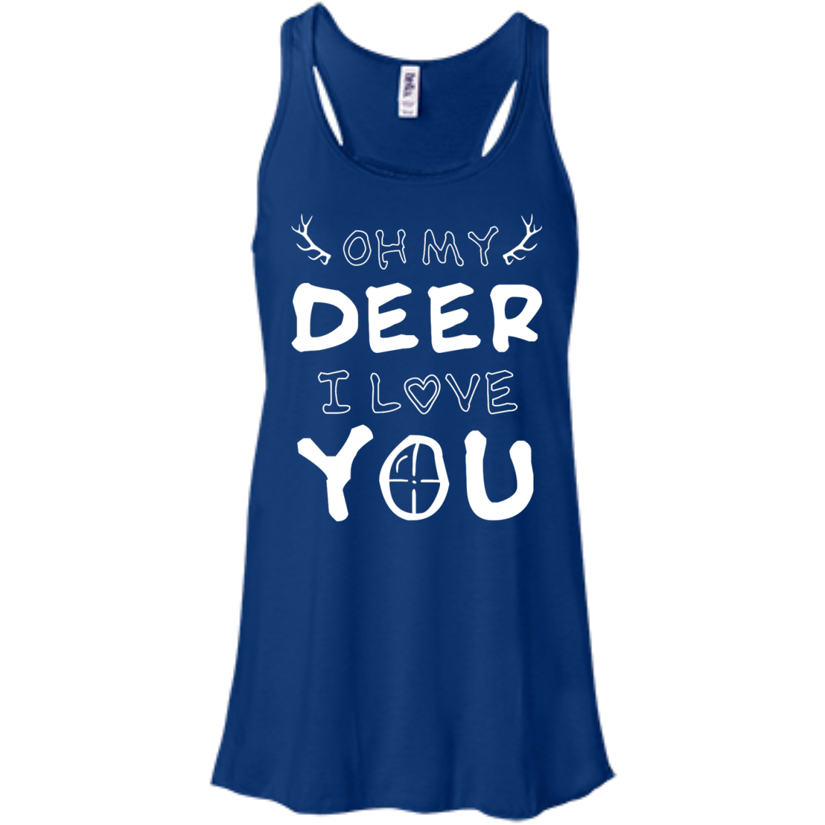 Oh My Deer I Love You-T-Shirt & Hoodie-Women's Flowy Racerback Tank-True Royal