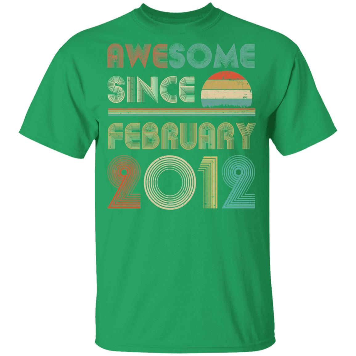 Awesome Since February 2012 Vintage 9th Birthday Gifts Youth-Youth Shirt-Youth T-Shirt-Irish Green