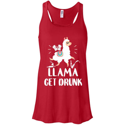 Funny Llama Get Drunk Mom Mommy Drinking Party-T-Shirt & Tank Top-Women's Flowy Racerback Tank-Red
