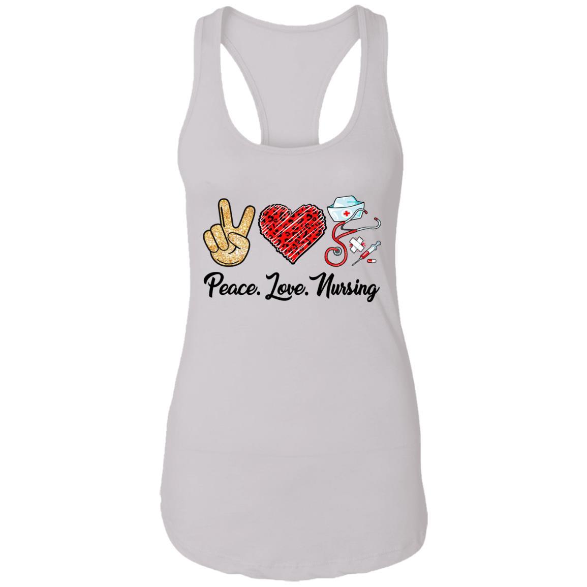 Peace Love Nursing RN Love Nurse Gifts-T-Shirt & Tank Top-Women's Ideal Racerback Tank-White