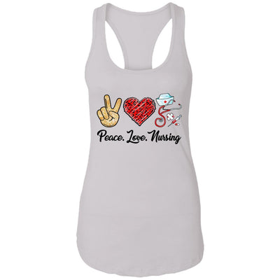 Peace Love Nursing RN Love Nurse Gifts-T-Shirt & Tank Top-Women's Ideal Racerback Tank-White