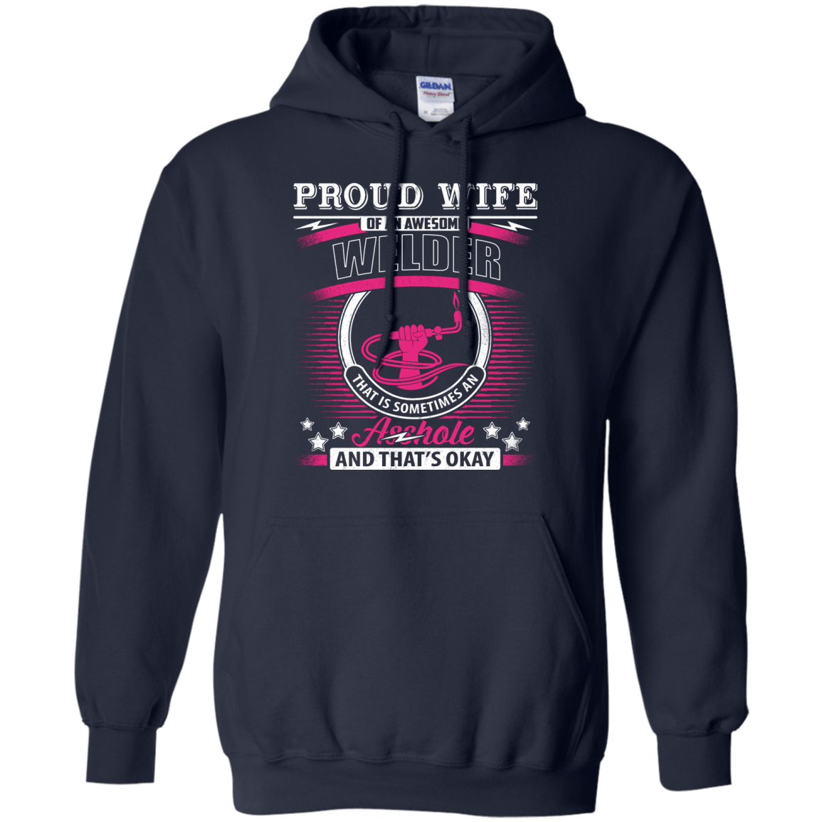 Proud Wife Of An Awesome Welder-T-Shirt & Hoodie-Pullover Hoodie-Navy