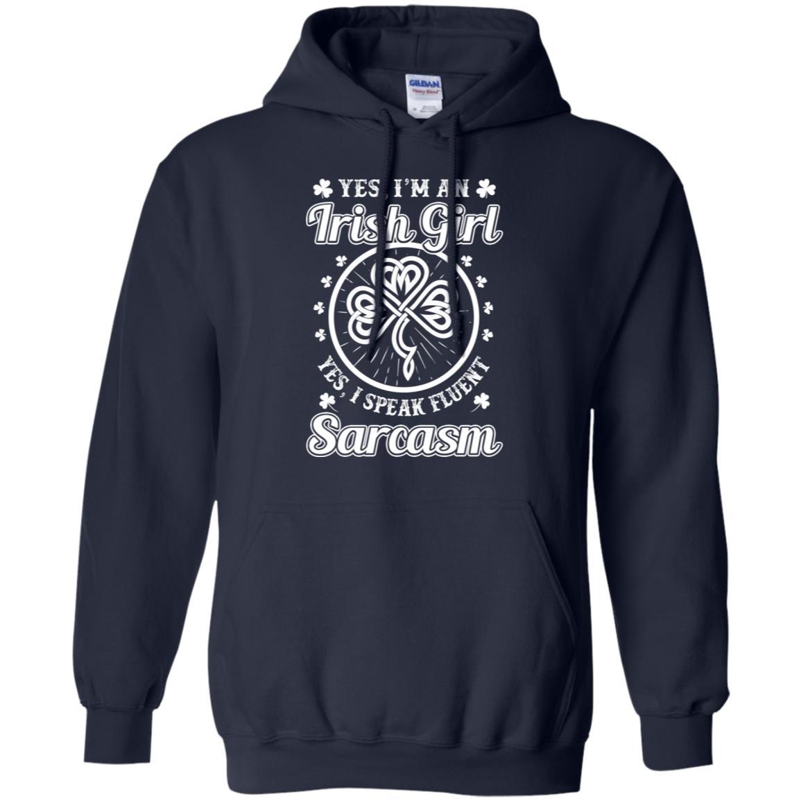 Funny I'm An Irish Girl St Patrick's Day-T-Shirt & Hoodie-Pullover Hoodie-Navy
