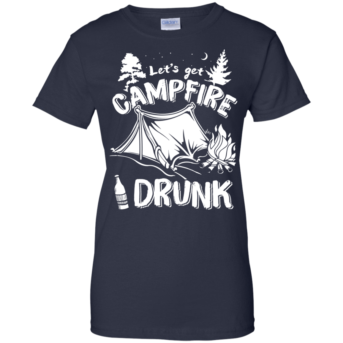 Let's Get Campfire Drunk-T-Shirt & Hoodie-Women's T-Shirt-Navy