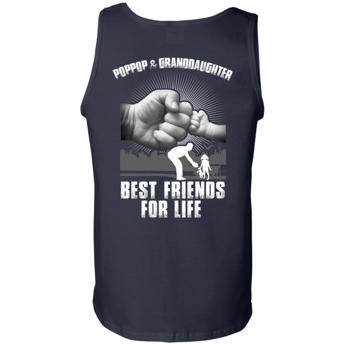 PopPop And Granddaughter Best Friends For Life-T-Shirt & Hoodie-Unisex Tank-Navy