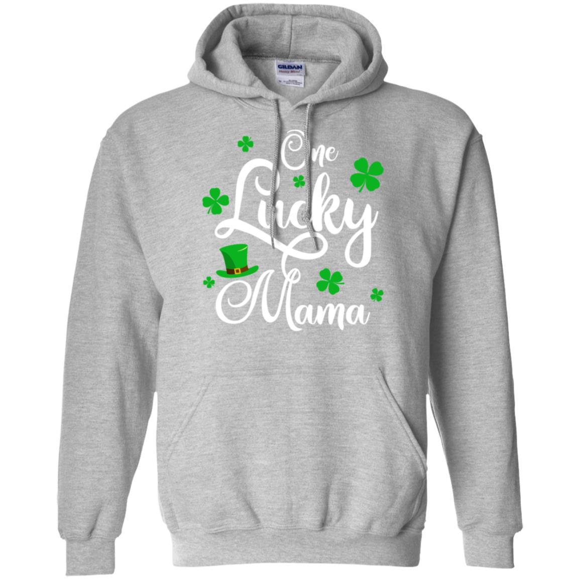 One Lucky Mama St Patricks Day For Mom-T-Shirt & Hoodie-Pullover Hoodie-Sport Grey