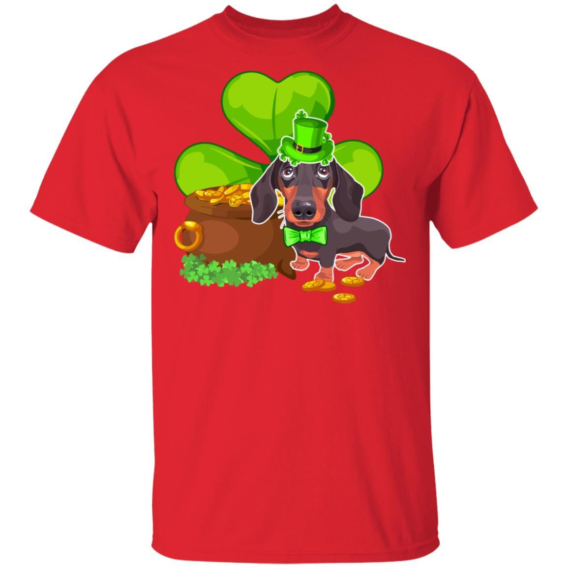 Dachshund St Patrick's Day Irish Dog Lover Funny Gifts-T-Shirt & Hoodie-Classic T-Shirt-Red