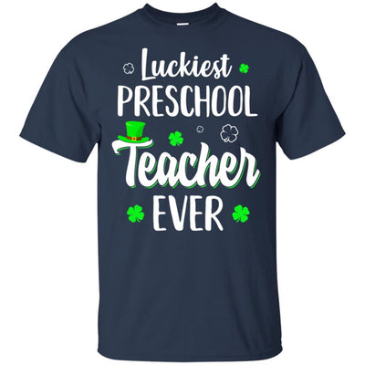 Luckiest Preschool Teacher Ever Irish St Patricks Day-T-Shirt & Hoodie-Classic T-Shirt-Navy