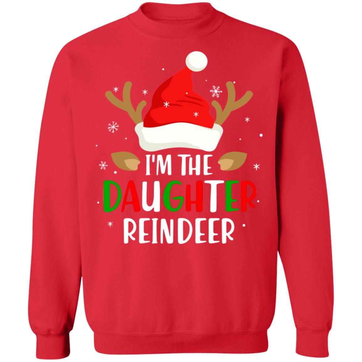 I'm The Daughter Reindeer Matching Family Christmas-T-Shirt & Sweatshirt-Crewneck Sweatshirt-Red