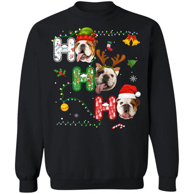 Christmas Ho Ho Ho Bulldog Lover Funny Xmas Gift-T-Shirt & Sweatshirt-Crewneck Sweatshirt-Black