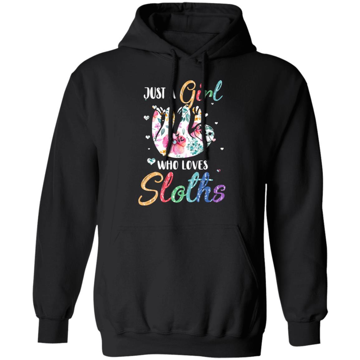 Just A Girl Who Loves Sloths Cute Sloth Lover-T-Shirt & Hoodie-Pullover Hoodie-Black