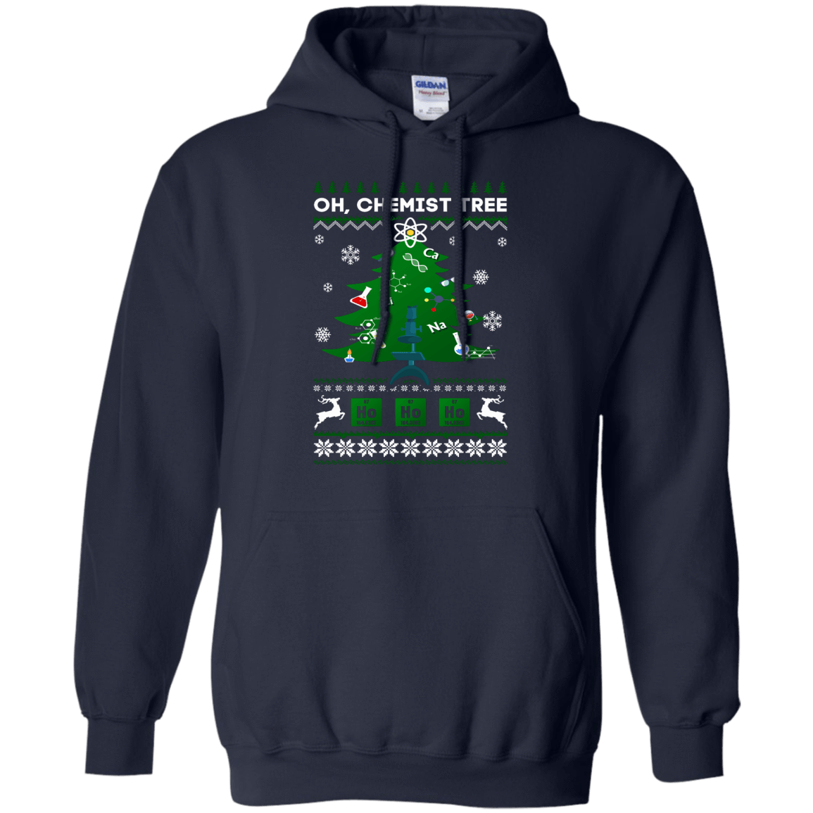 Oh Chemistry Tree Science Christmas Ugly Sweater Gift-T-Shirt & Hoodie-Pullover Hoodie-Navy