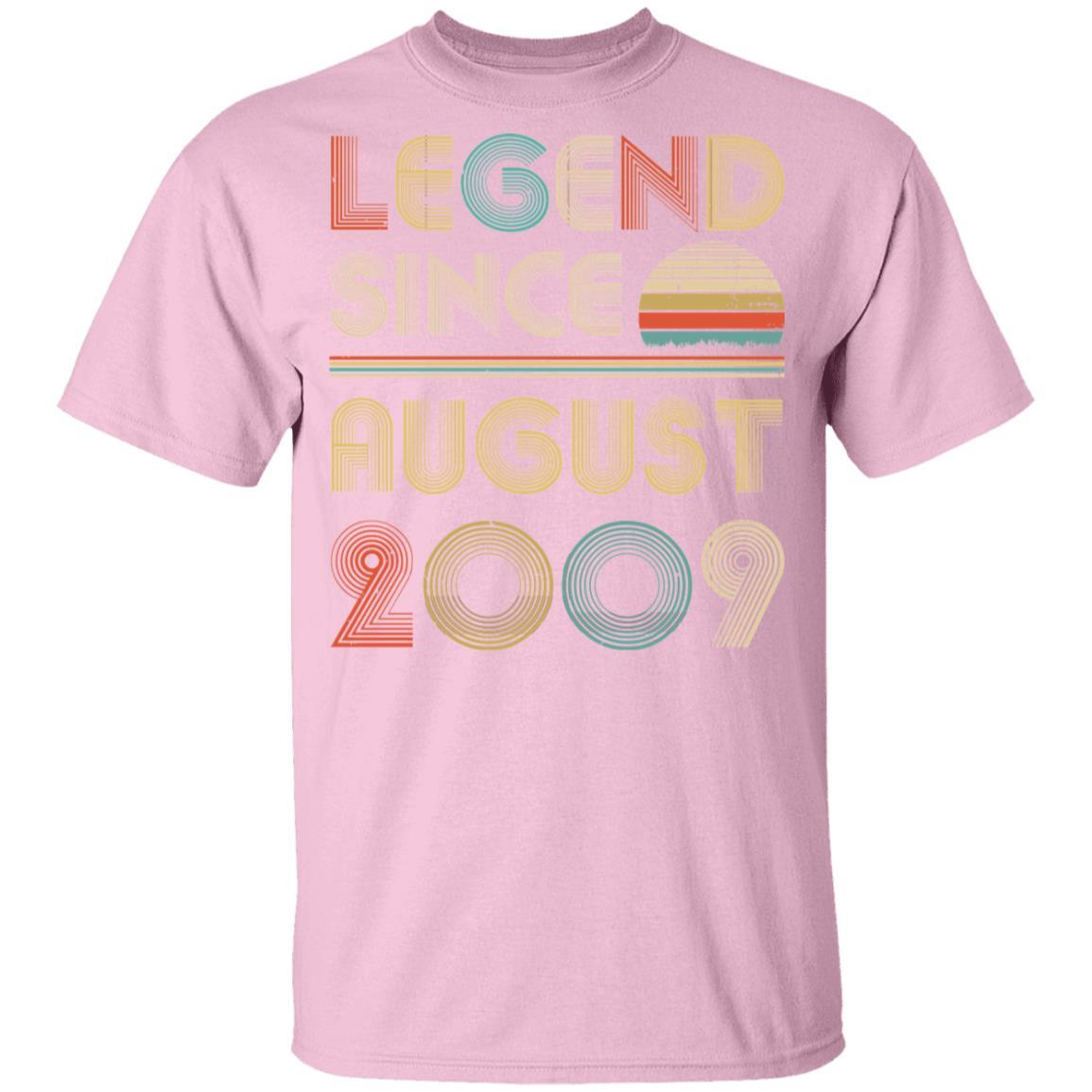 Legend Since August 2009 Vintage 12th Birthday Gifts Youth-Youth Shirt-Youth T-Shirt-Light Pink