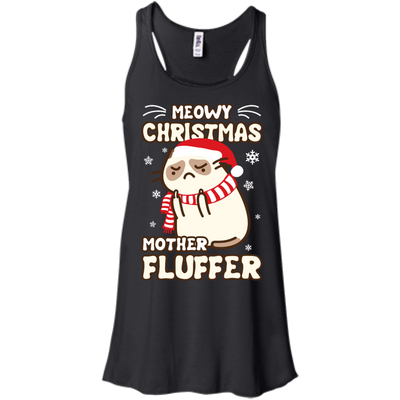 Meowy Christmas Mother Fluffer T Shirt-T-Shirt & Hoodie-Women's Flowy Racerback Tank-Black