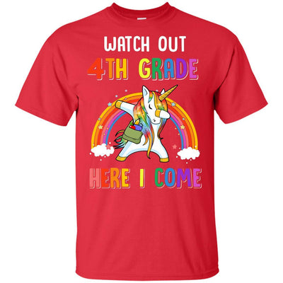 4th Grade Here I Come Unicorn Back To School Youth-Youth Shirt-Youth T-Shirt-Red