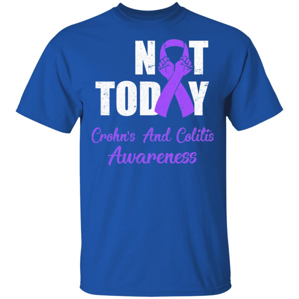 Support Crohn's Colitis Awareness Purple Ribbon Not Today-T-Shirt & Hoodie-Classic T-Shirt-Royal