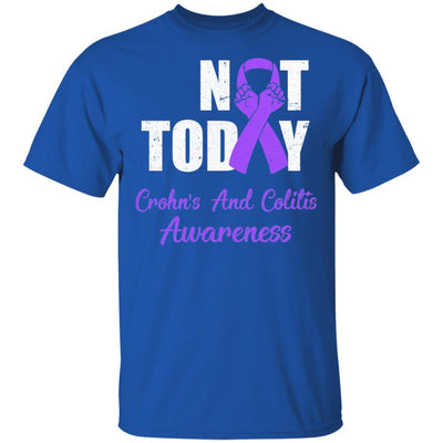 Support Crohn's Colitis Awareness Purple Ribbon Not Today-T-Shirt & Hoodie-Classic T-Shirt-Royal