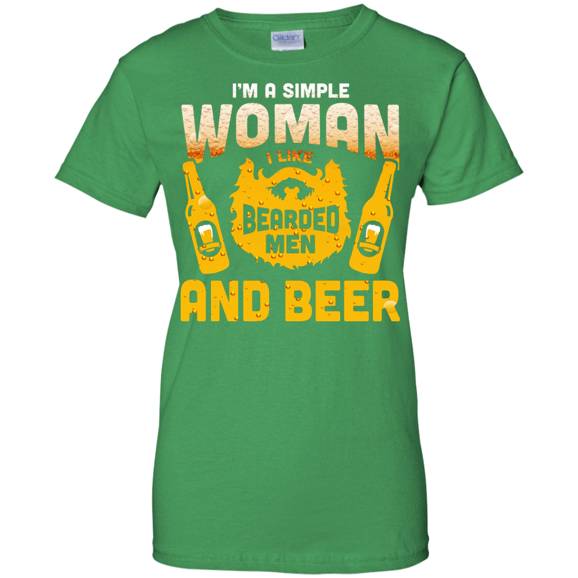 I'm A Simple Woman I Like Bearded Men And Beer-T-Shirt & Hoodie-Women's T-Shirt-Irish Green