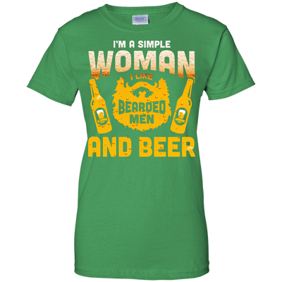 I'm A Simple Woman I Like Bearded Men And Beer-T-Shirt & Hoodie-Women's T-Shirt-Irish Green