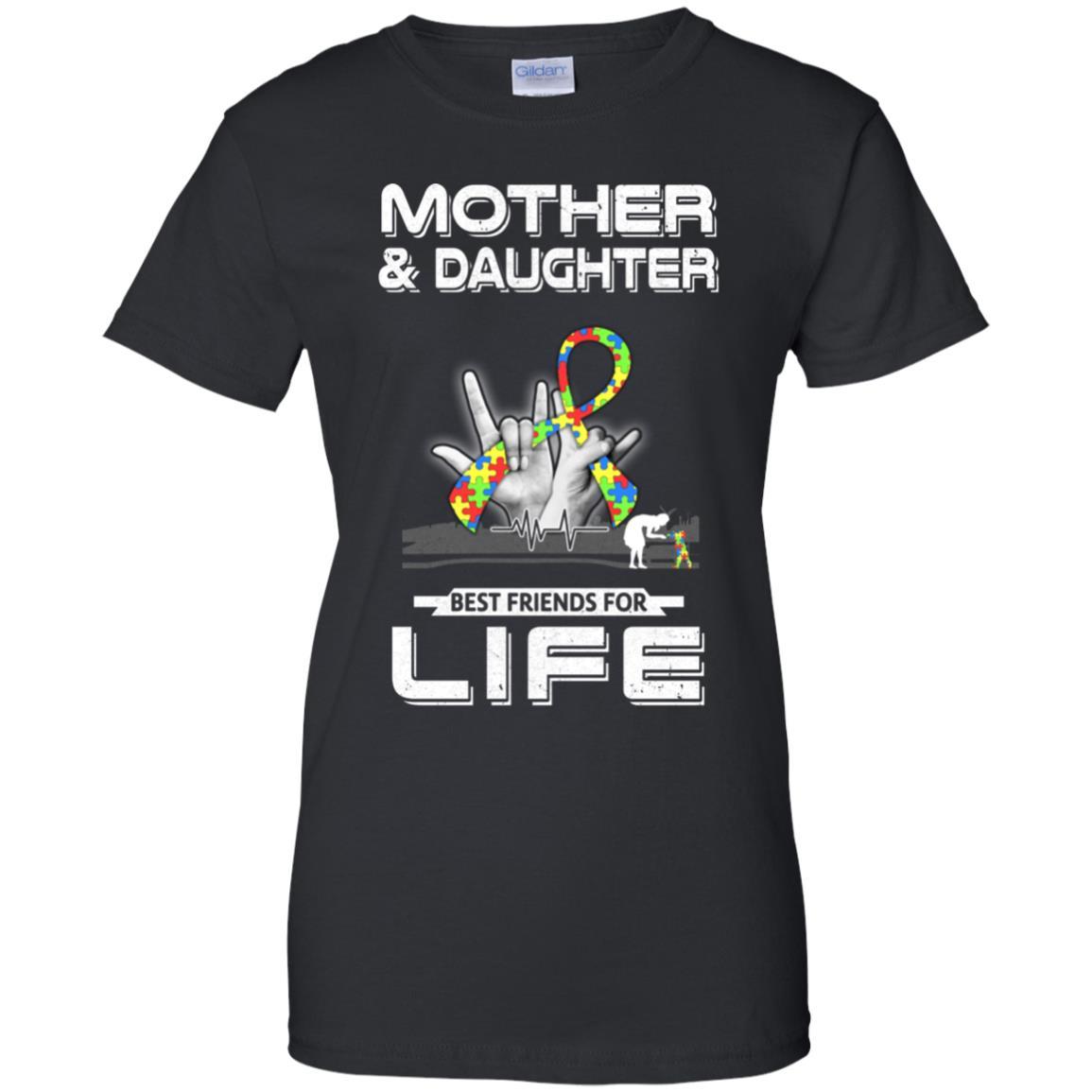 Mother And Daughter Best Friends For Life Autism Awareness-T-Shirt & Hoodie-Women's T-Shirt-Black