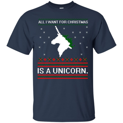 All I Want For Christmas Is A Unicorn Sweater-T-Shirt & Hoodie-Classic T-Shirt-Navy