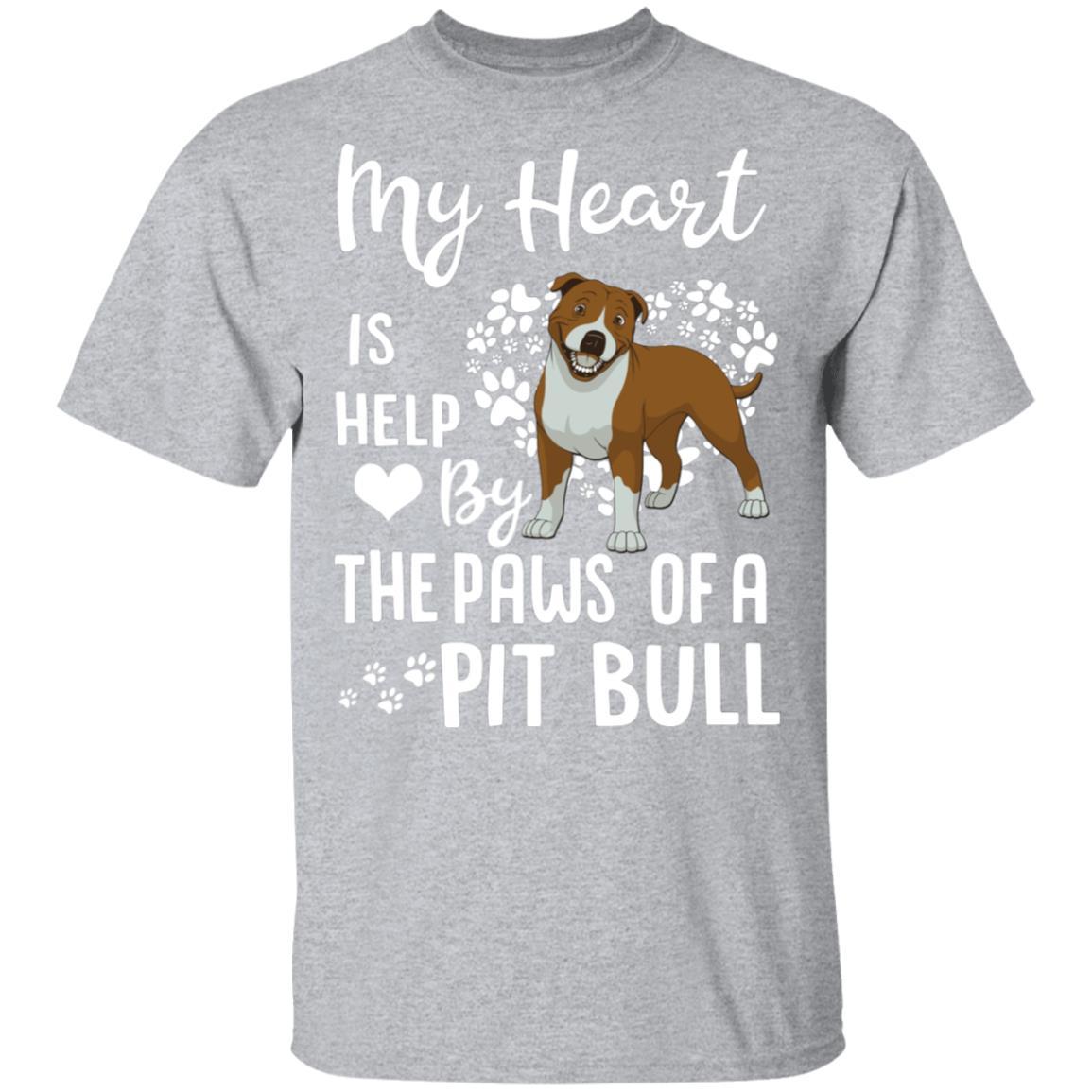 My Heart Is Held By The Paws Of A Pit Bull Lover-T-Shirt & Hoodie-Classic T-Shirt-Sport Grey