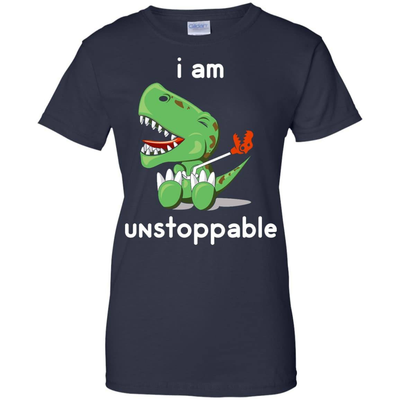 I Am Unstoppable Funny T-Rex Dinosaur-T-Shirt & Hoodie-Women's T-Shirt-Navy