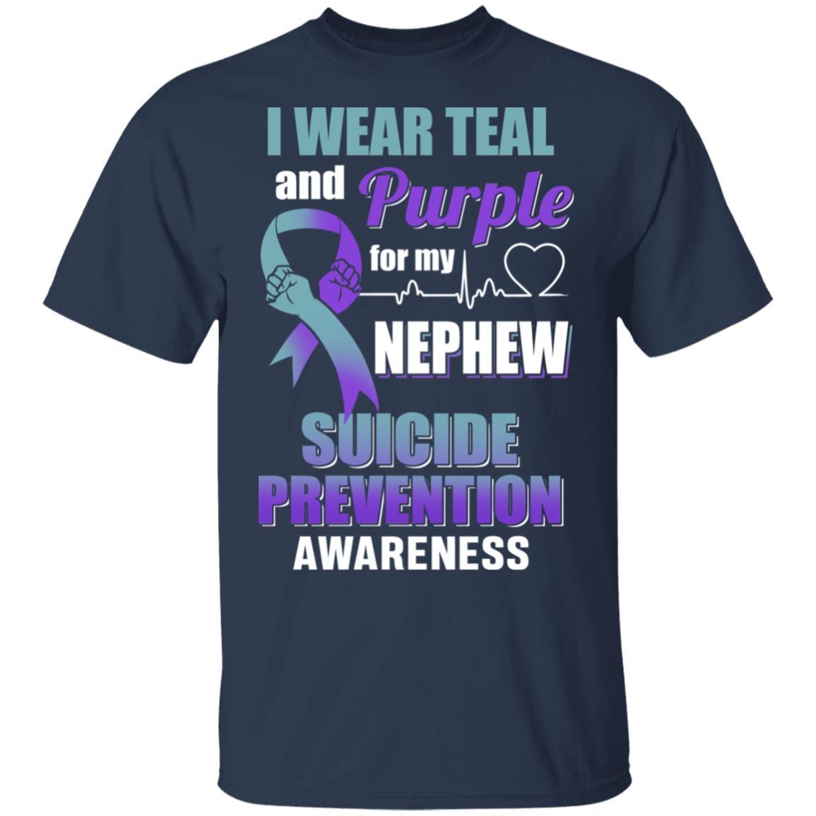 I Wear Teal And Purple For My Nephew Suicide Prevention-T-Shirt & Hoodie-Classic T-Shirt-Navy