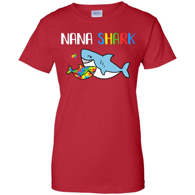 Nana Shark Support Autism Awareness For Grandchild-T-Shirt & Hoodie-Women's T-Shirt-Red