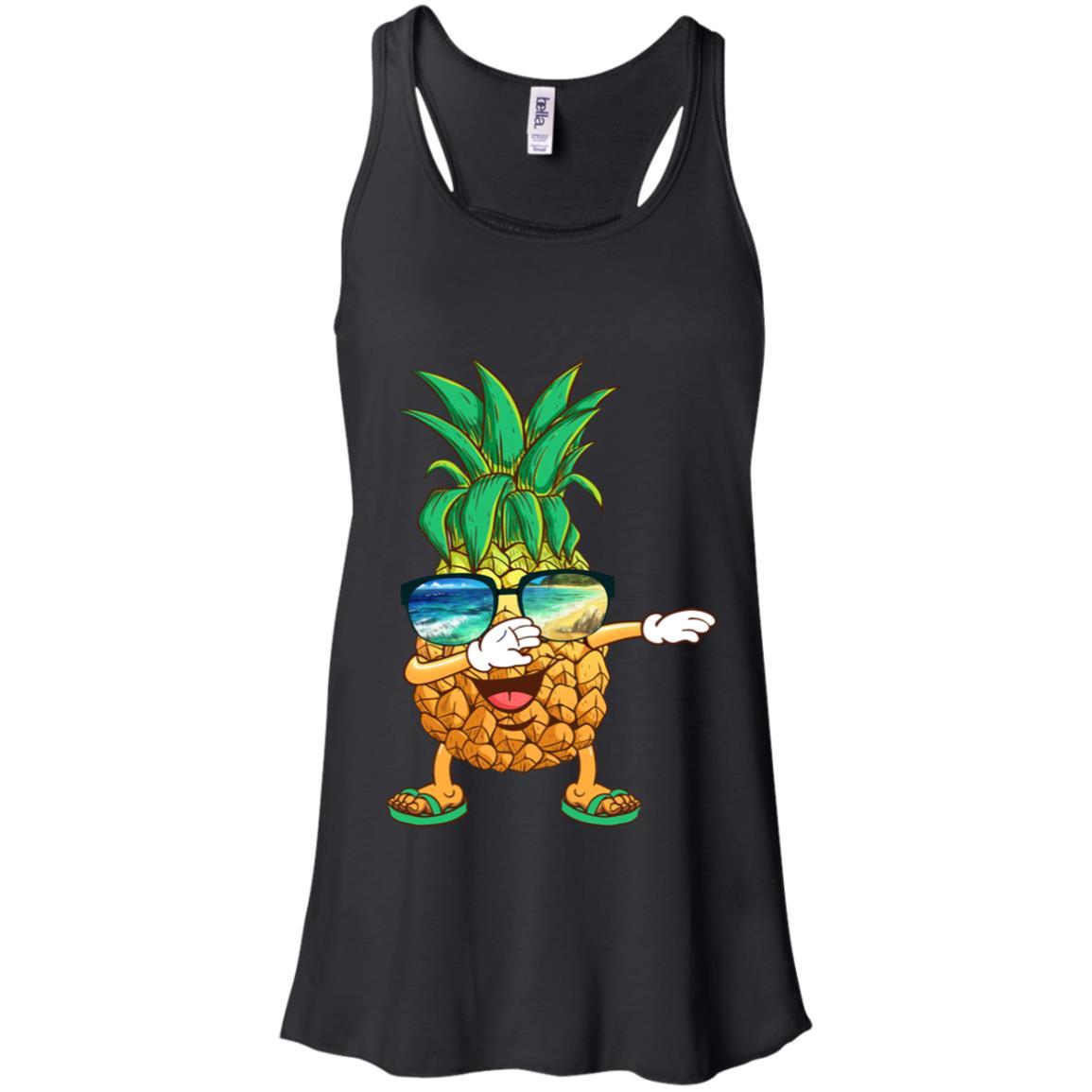 Dabbing Pineapple Sunglasses Aloha Beaches Hawaii-T-Shirt & Tank Top-Women's Flowy Racerback Tank-Black