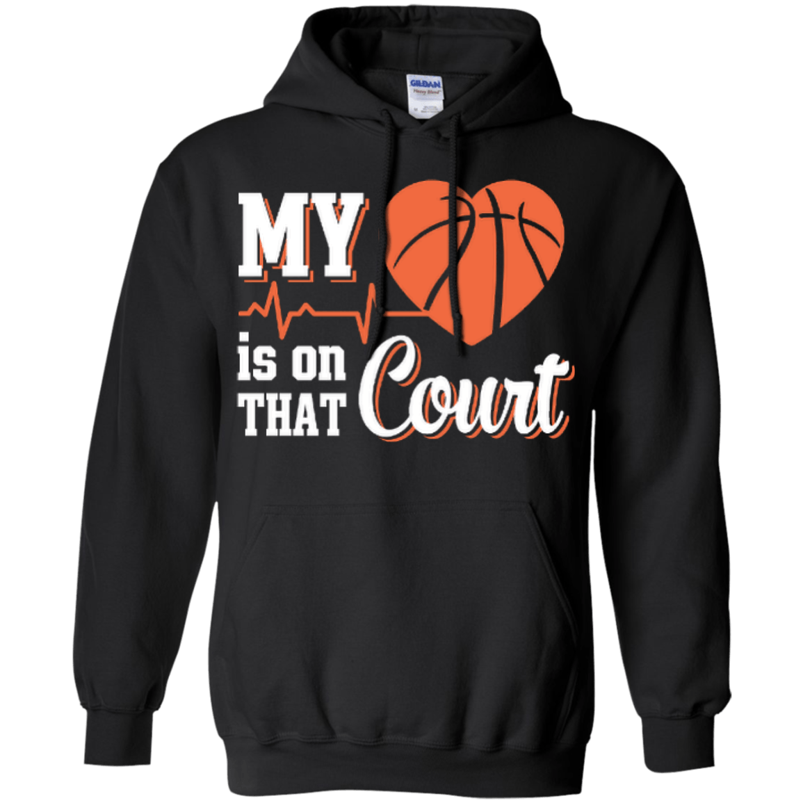 My Heart Is On That Court Basketball-T-Shirt & Hoodie-Pullover Hoodie-Black
