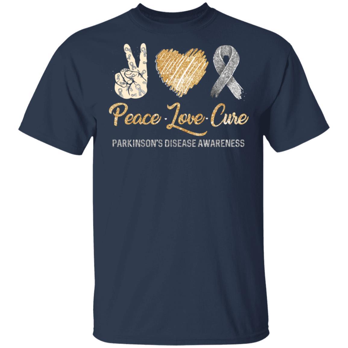 Peace Love Cure Parkinson's Disease-T-Shirt & Hoodie-Classic T-Shirt-Navy