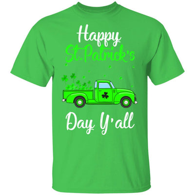 Green Truck With Shamrocks Happy St Patrick's Day Y'all-T-Shirt & Hoodie-Classic T-Shirt-Irish Green