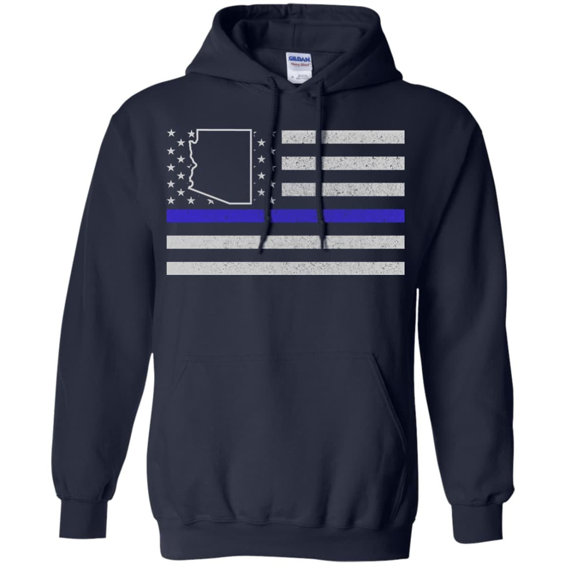 Arizona Thin Blue Line Police State-T-Shirt & Hoodie-Pullover Hoodie-Navy
