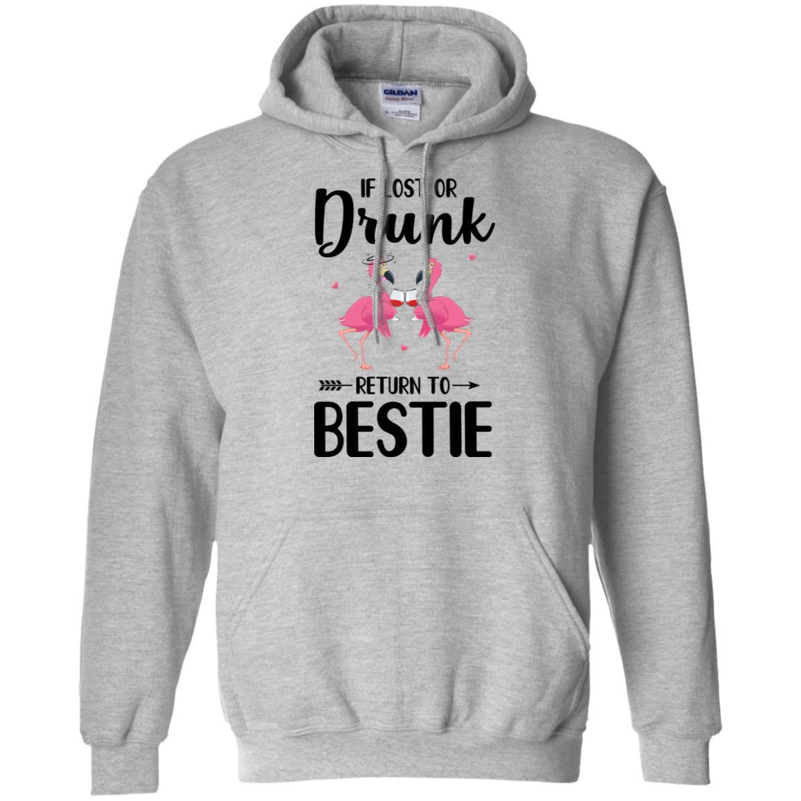 If Lost Or Drunk Please Return To My Bestie Couple Flamingo-T-Shirt & Tank Top-Pullover Hoodie-Sport Grey