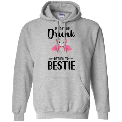 If Lost Or Drunk Please Return To My Bestie Couple Flamingo-T-Shirt & Tank Top-Pullover Hoodie-Sport Grey