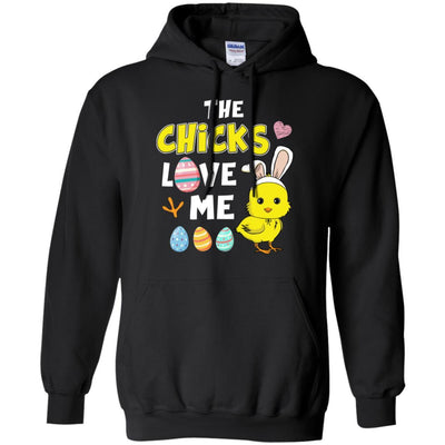 Happy Easter Funny Chick Bunny Ears With Egg-T-Shirt & Hoodie-Pullover Hoodie-Black