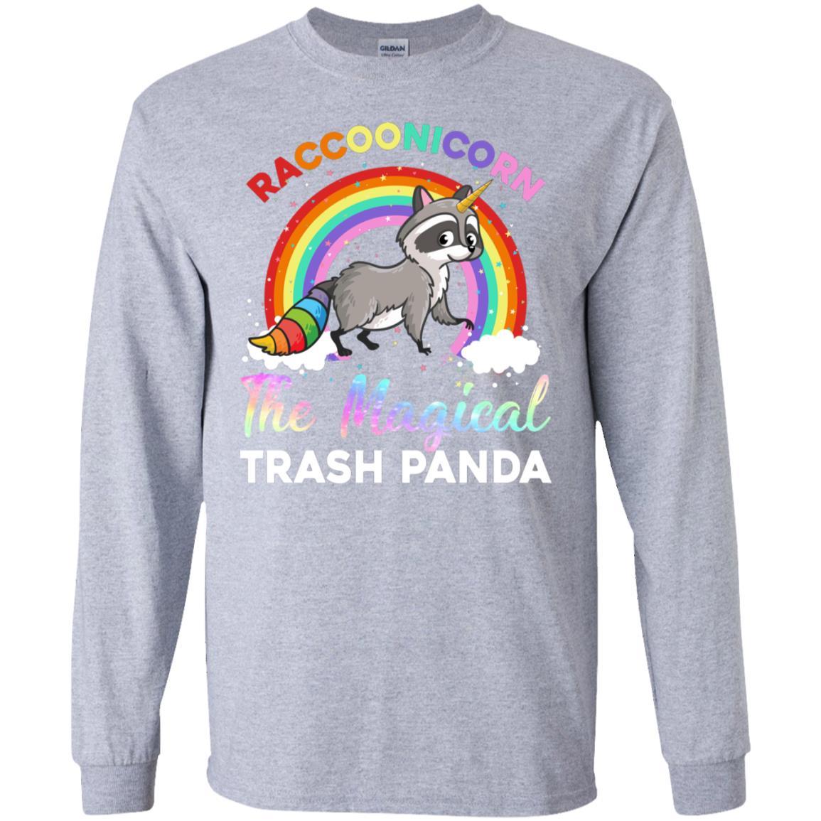 Racoonicorn Raccoon Unicorn Trash Panda For Kid Girls-T-Shirt & Hoodie-Long Sleeve T-Shirt-Sport Grey