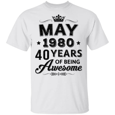 Vintage 1980 May 40Th Birthday Gift Being Awesome-T-Shirt & Tank Top-Classic T-Shirt-White