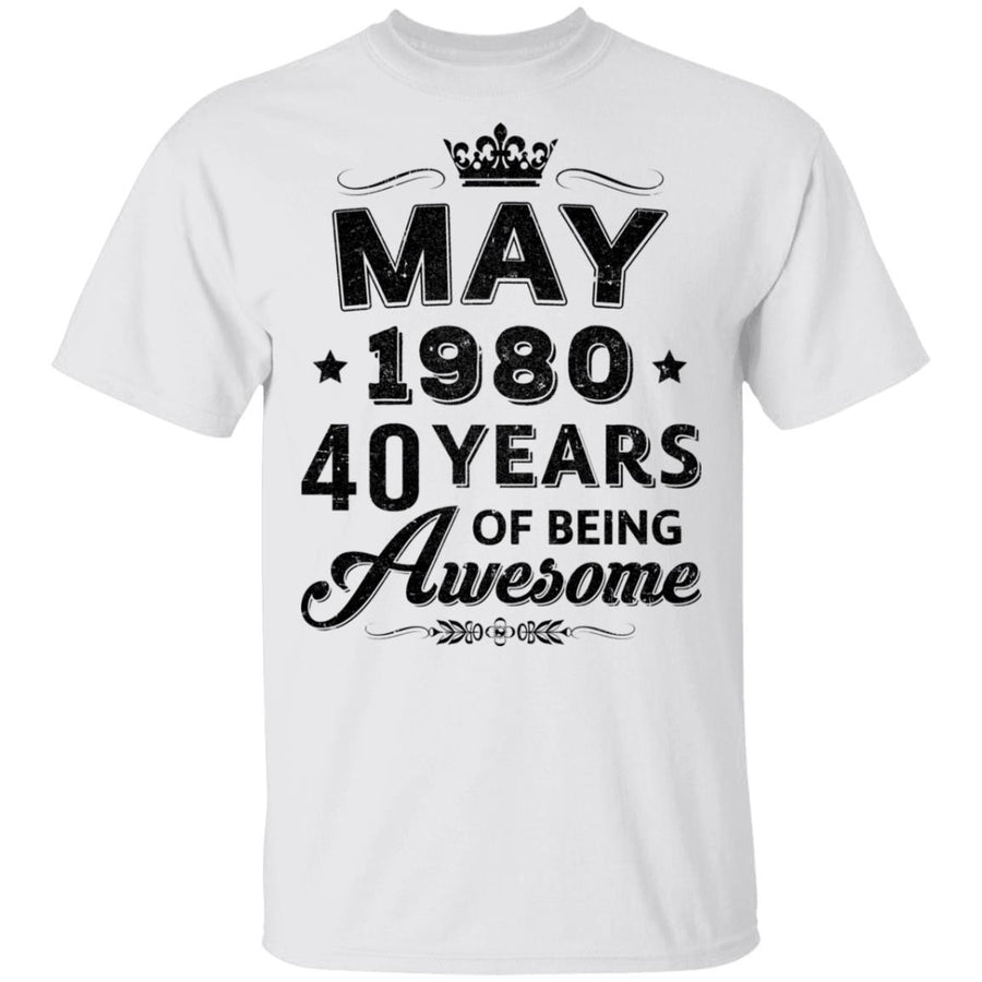 Vintage 1980 May 40Th Birthday Gift Being Awesome-T-Shirt & Tank Top-Classic T-Shirt-White
