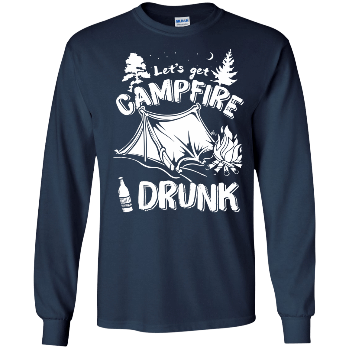 Let's Get Campfire Drunk-T-Shirt & Hoodie-Long Sleeve T-Shirt-Navy