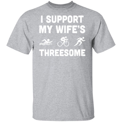 Triathlon I Support My Wife's Threesome Funny Husband-T-Shirt & Hoodie-Classic T-Shirt-Sport Grey