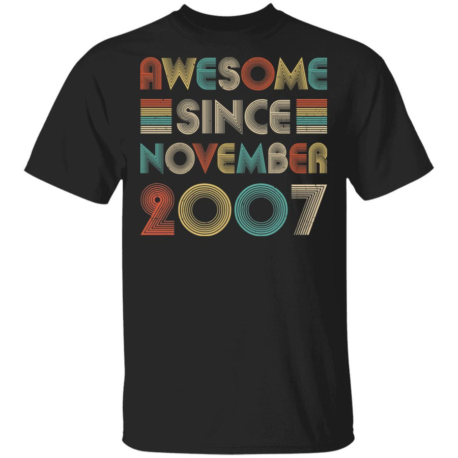 Awesome Since November 2007 Vintage 14th Birthday Gifts-T-Shirt & Hoodie-Classic T-Shirt-Black