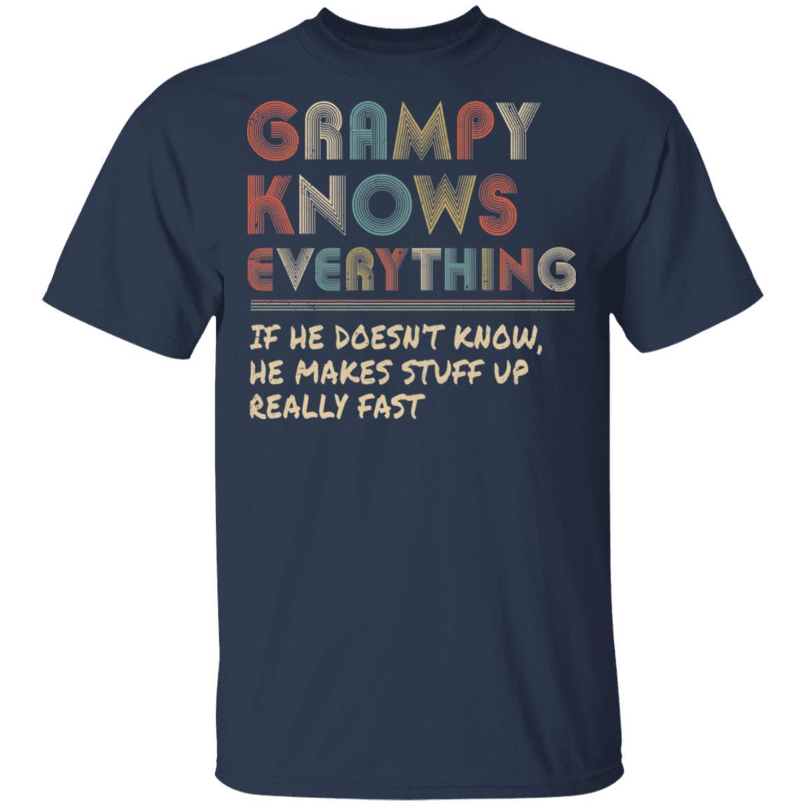 Grampy Know Everything Vintage Grampy Father's Day Gift-T-Shirt & Hoodie-Classic T-Shirt-Navy
