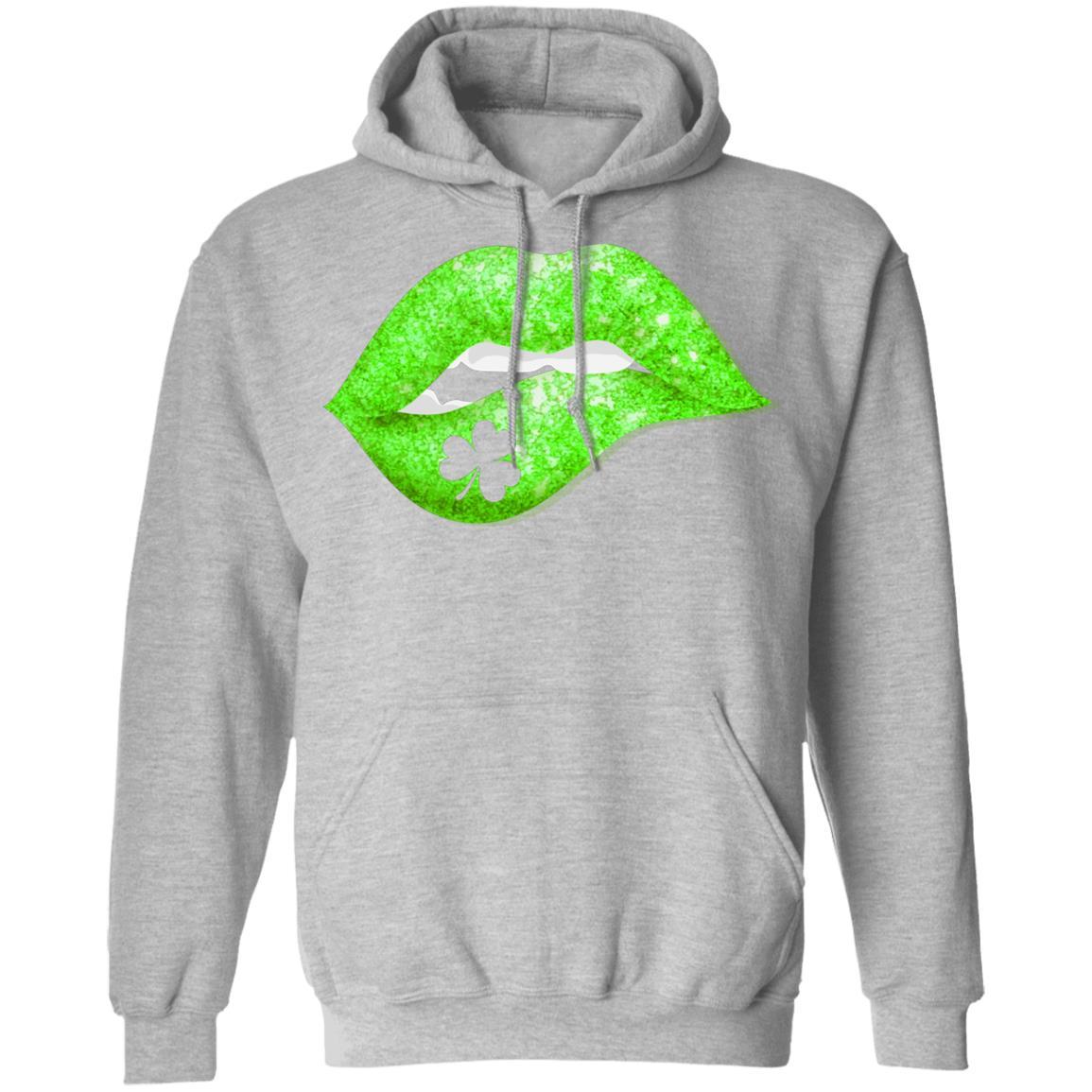 Kiss Me I'm Irish Lips St Patricks Day-T-Shirt & Hoodie-Pullover Hoodie-Sport Grey
