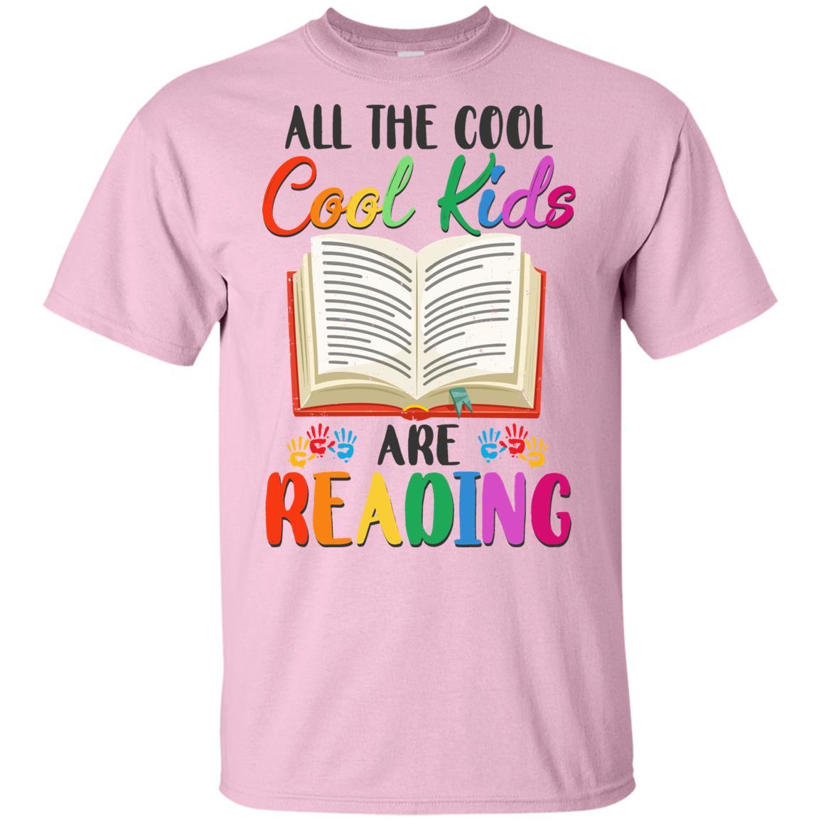 All The Cool Kids Are Reading Book Lover Gifts Youth-Youth Shirt-Youth T-Shirt-Light Pink