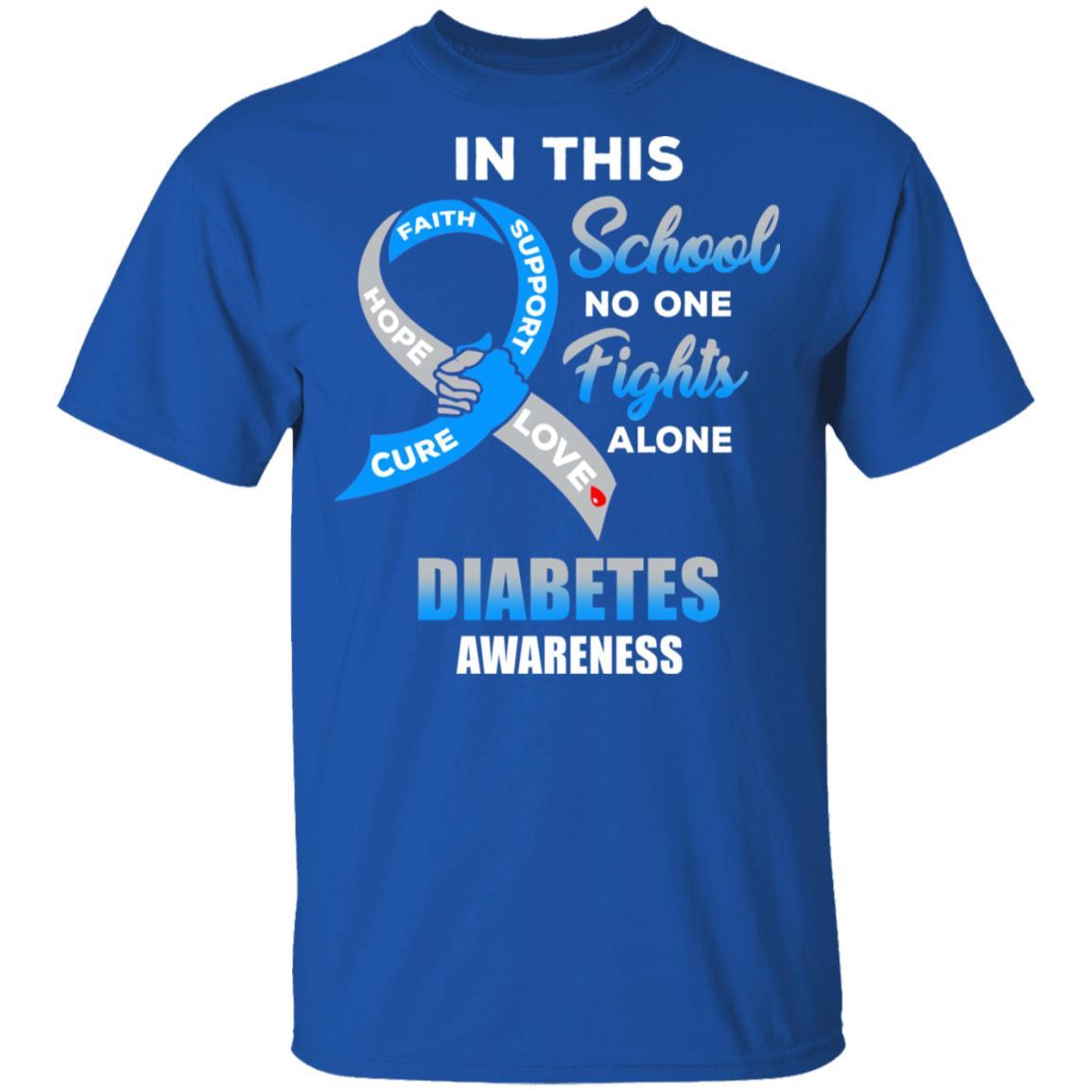 In This School No One Fights Diabetes Awareness Alone-T-Shirt & Hoodie-Classic T-Shirt-Royal